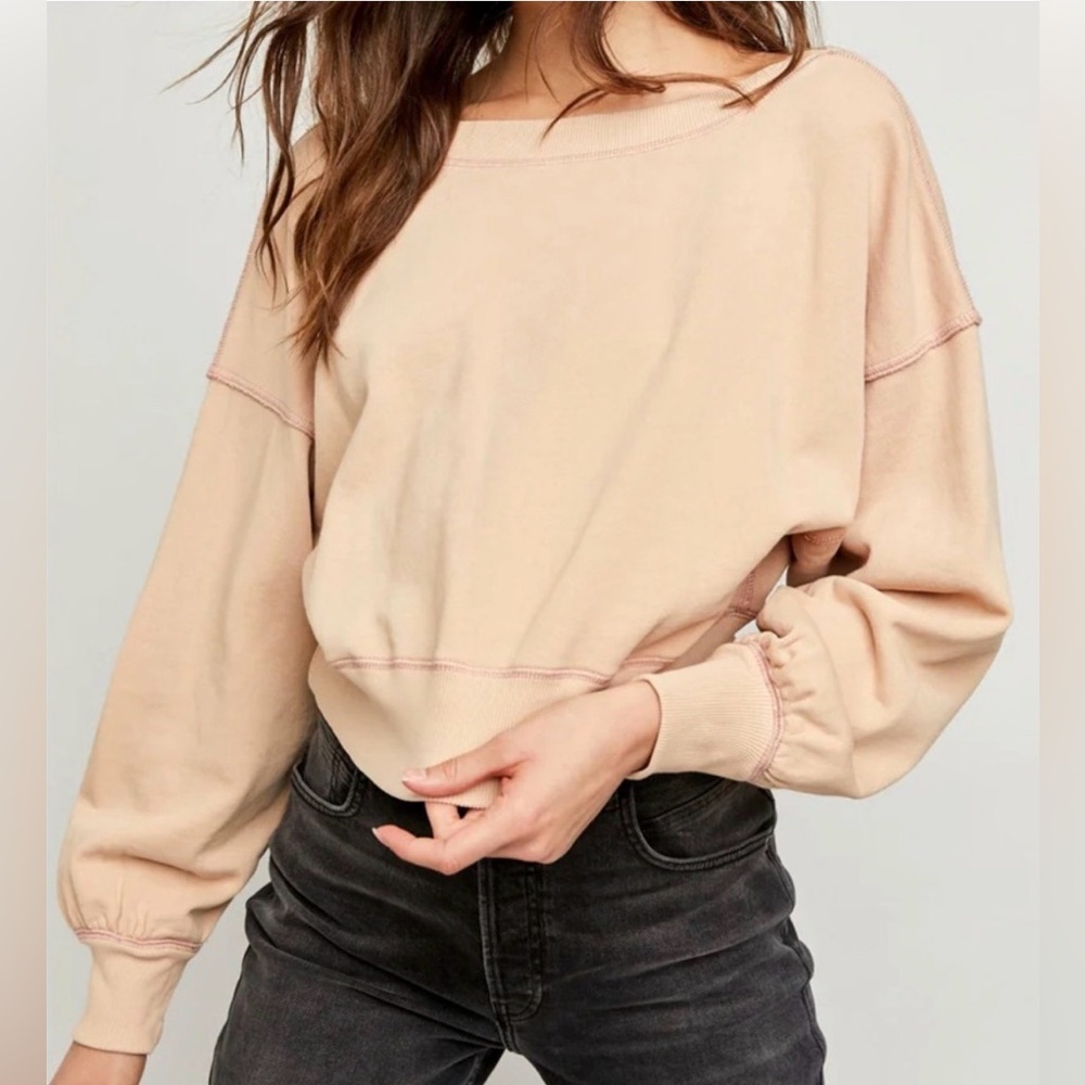 Free People Reversible Pullover CropTake Me Back Sweatshirt Small